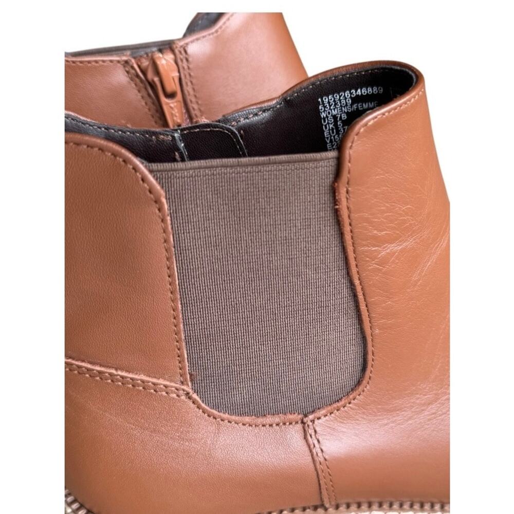 Lands’ End Women’s Cognac Brown Leather Chelsea Ankle Boots Size 7 - Picture 7 of 12